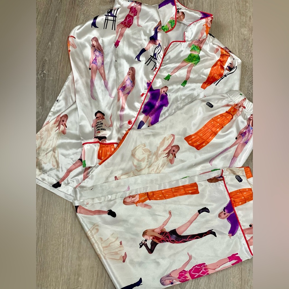 Taylor Swift Satin Style Pajamas. Long pant and sleeve.